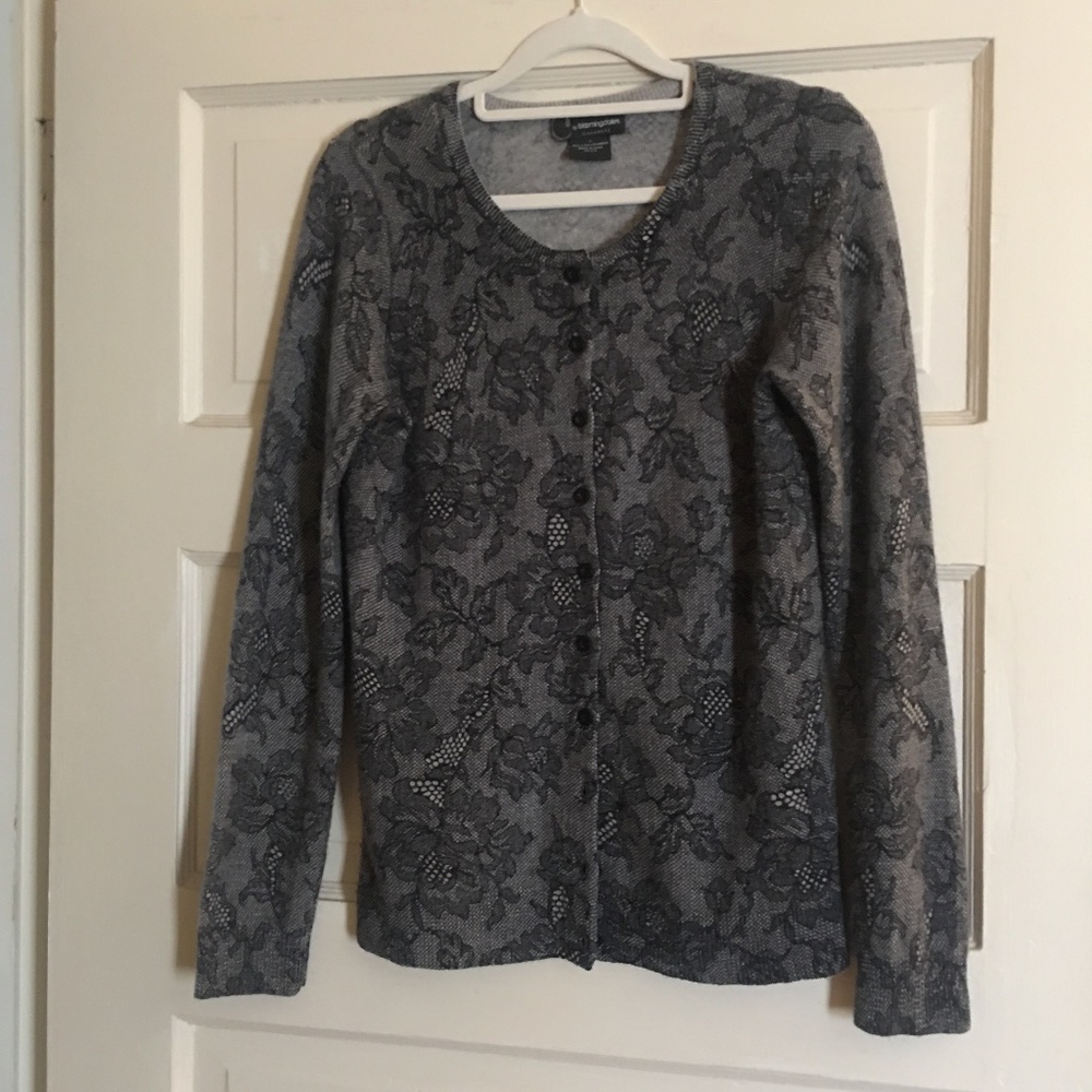 Bloomingdales Private Label Lace Printed Cashmere Cardigan Sweater – Size S